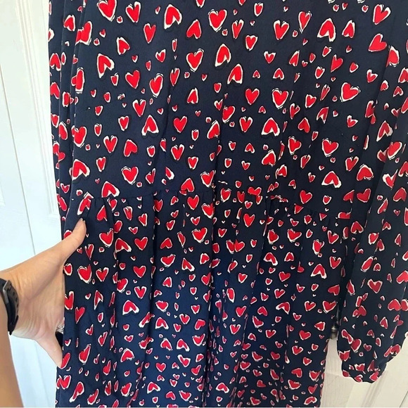 Pop Sugar Women’s Long Puff Sleeve Crew Neck A Line Midi Dress with Hearts Sz Lg - Picture 3 of 9